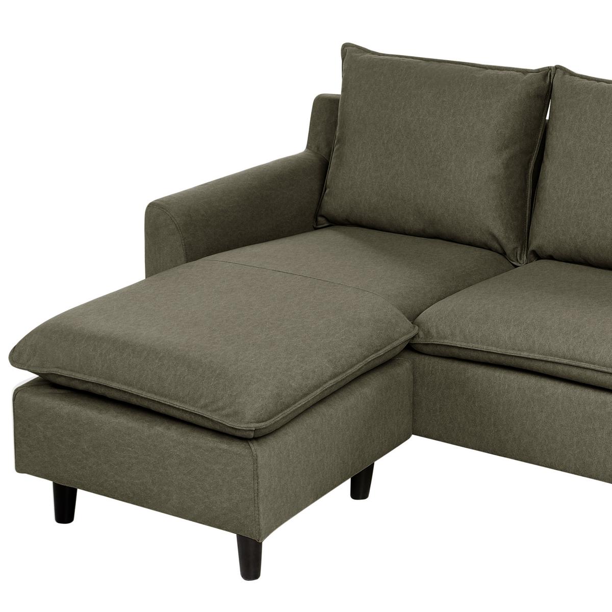 ECKSOFA 3-Sitzer Samtstoff Dunkelgrün rechtsseitig Elvenes - Braun/Grün, Textil (206/140cm) - Beliani