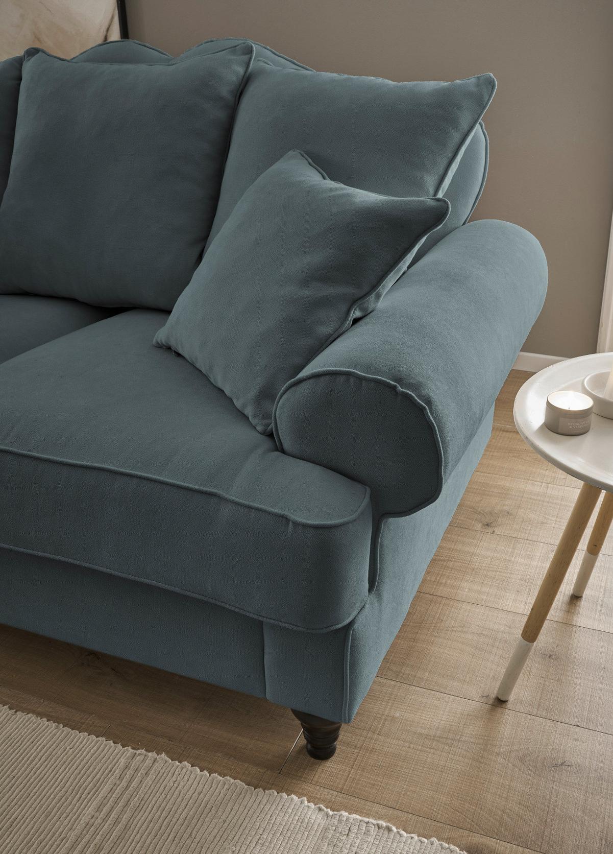SOFA grau Landhaus, Couch 2-Sitzer 170 cm - Grau, Holz/Textil (170/95/100cm) - Furn.Design