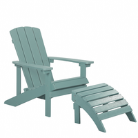 GARTENSTUHL mit Fußhocker Kunstholz türkis Adirondack - Türkis, Kunststoff (75/88/88cm) - Beliani