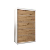 SCHWEBETÜRENSCHRANK 200/120/62 2-türig - Silberfarben/Eiche Artisan, Holz/Kunststoff (120/200/62cm) - MÖBEL KRYSPOL