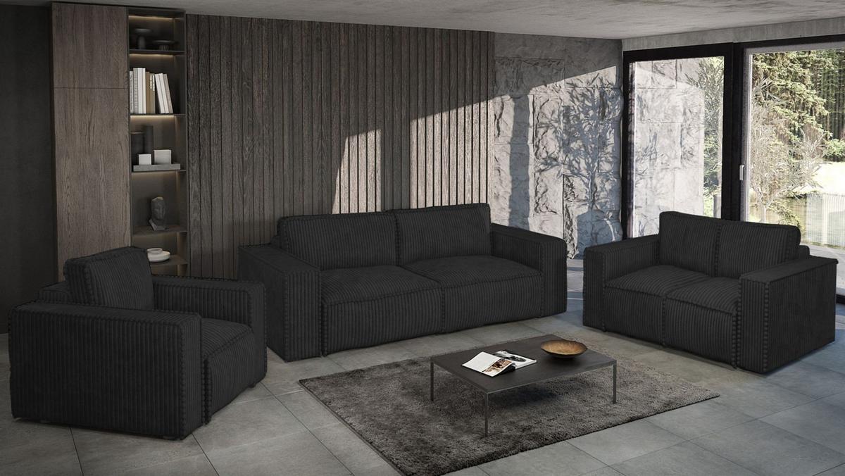 SCHLAFSOFA Vajana - Schwarz, Holzwerkstoff/Textil (240/86/102cm) - Fun Möbel