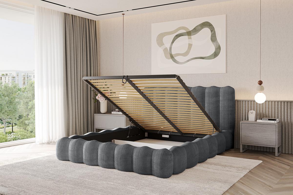POLSTERBETT mit Bettkasten und Lattenrost, Boxbett ohne Matratze - SORA 180x200 Dunkelgrau - Anthrazit, Holzwerkstoff/Textil (180/200cm) - ALTDECOR