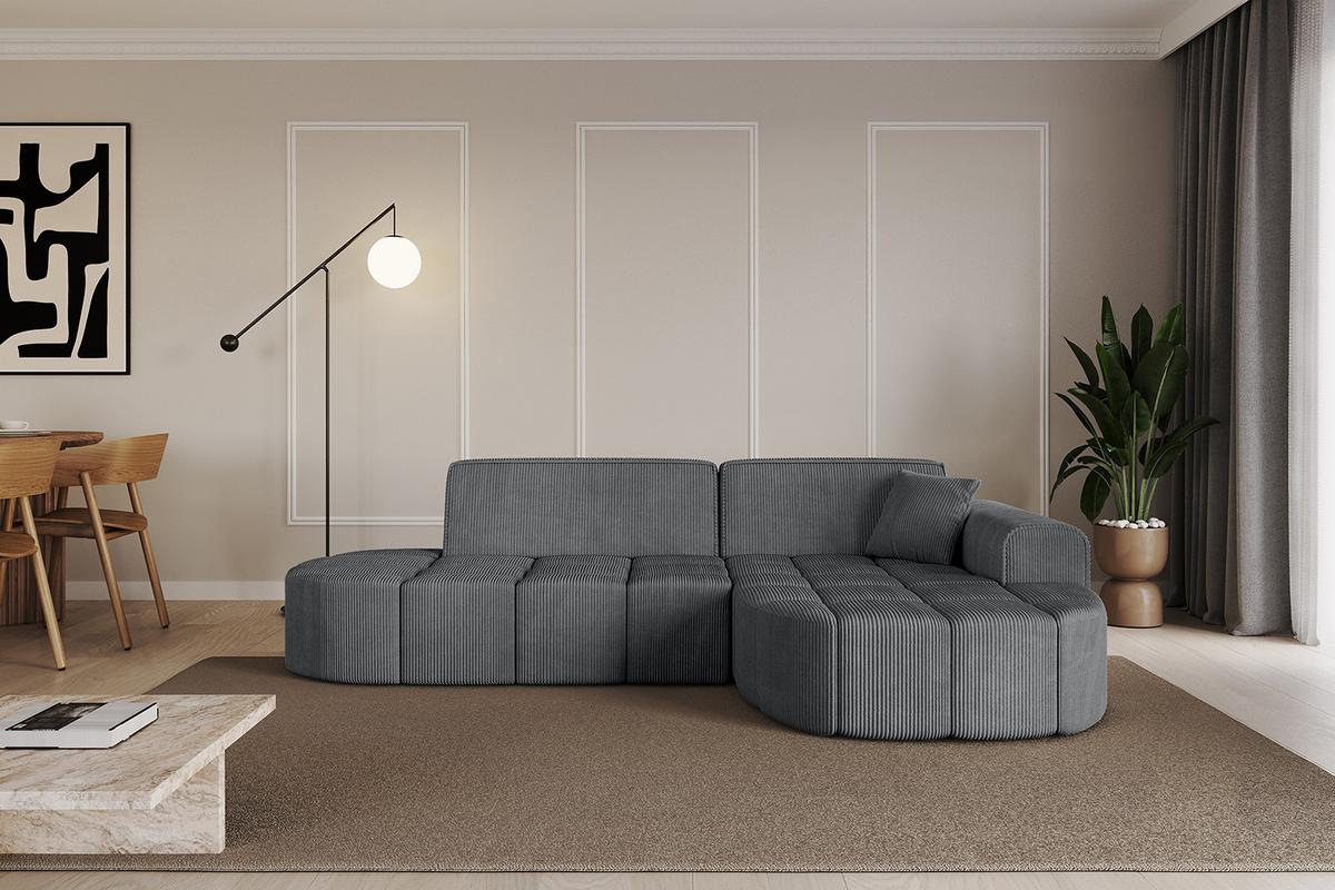 ECKSOFA Ottomane Rechts LIVO-L1 - 252x173x79,5 cm Dunkelgrau - Dunkelgrau, Holzwerkstoff/Textil (252/173cm) - ALTDECOR