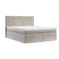 BOXBETT Zalla 140/200 cm Hellbeige im Paros Stoff - Beige/Schwarz, Holz/Holzwerkstoff (140/200cm) - AltaBeds