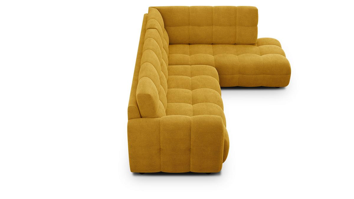 ECKSOFA MELLOW 5-Sitzer, safran - Gelb/Schwarz, Holz/Textil (283/191cm) - Wozimo