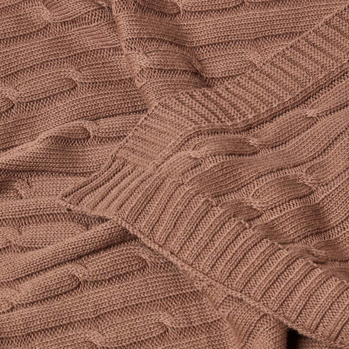 STRICKDECKE 150/200 cm, Baumwolle mit Zopfmuster - Braun, Textil (150/200cm) - Homescapes