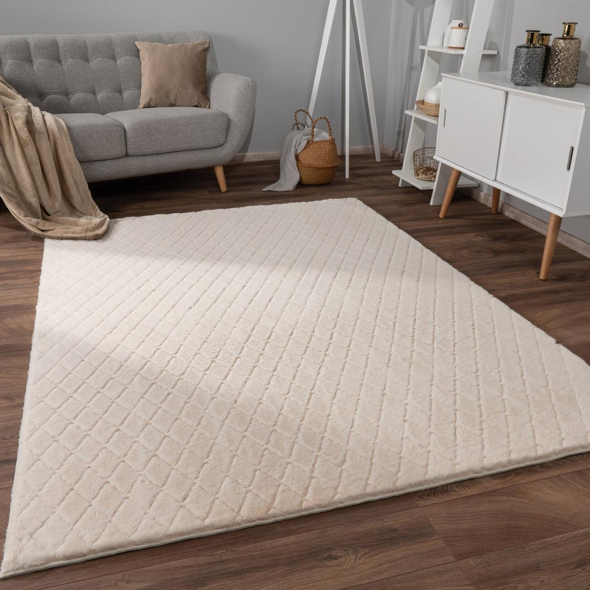 HOCHFLORTEPPICH, mit Struktur, Florhöhe 22 mm, Creme, 80 x 150 cm - Beige, Textil (150/80cm) - KADIMA DESIGN