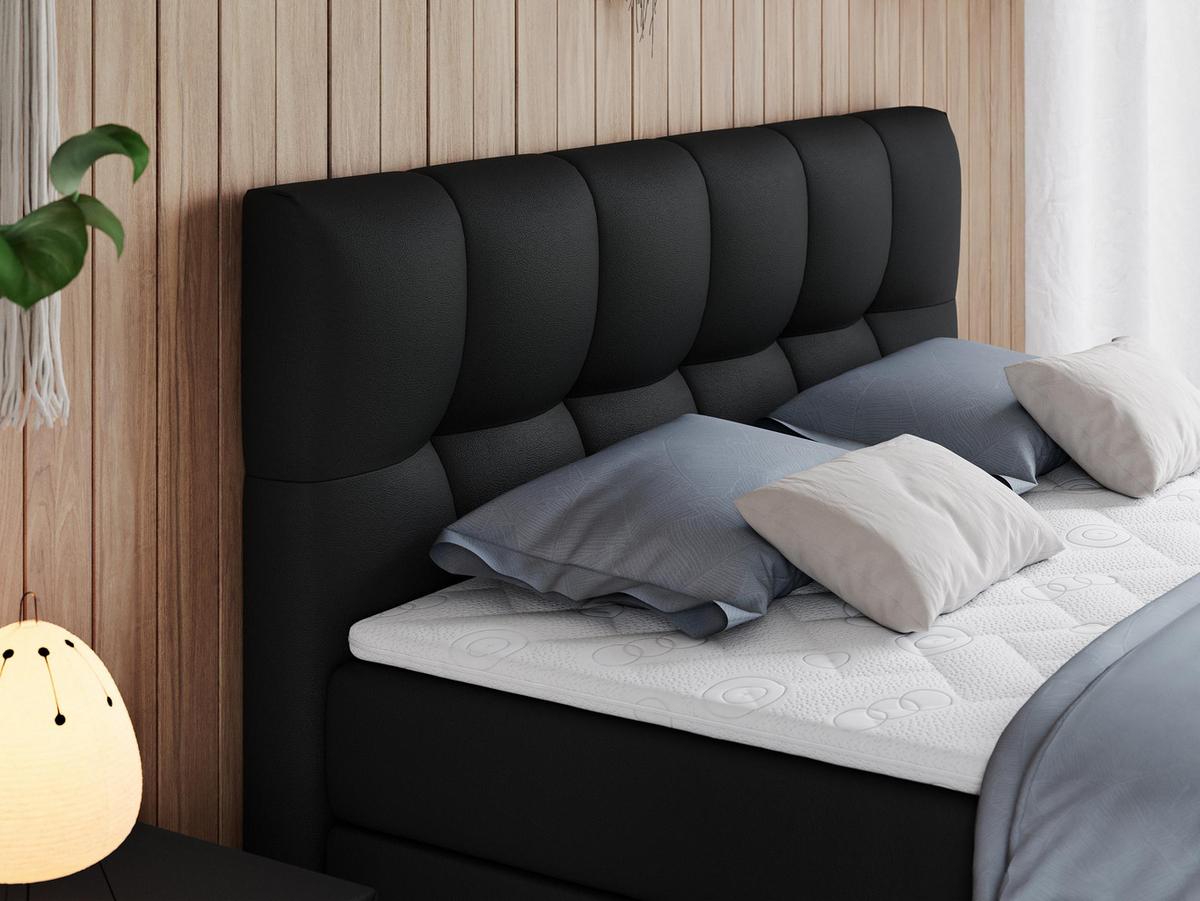 BOXSPRINGBETT ALVIN KING 140/200 Schwarz Kunstleder - H3 - Schwarz, Holz/Textil (140/200cm) - MKS