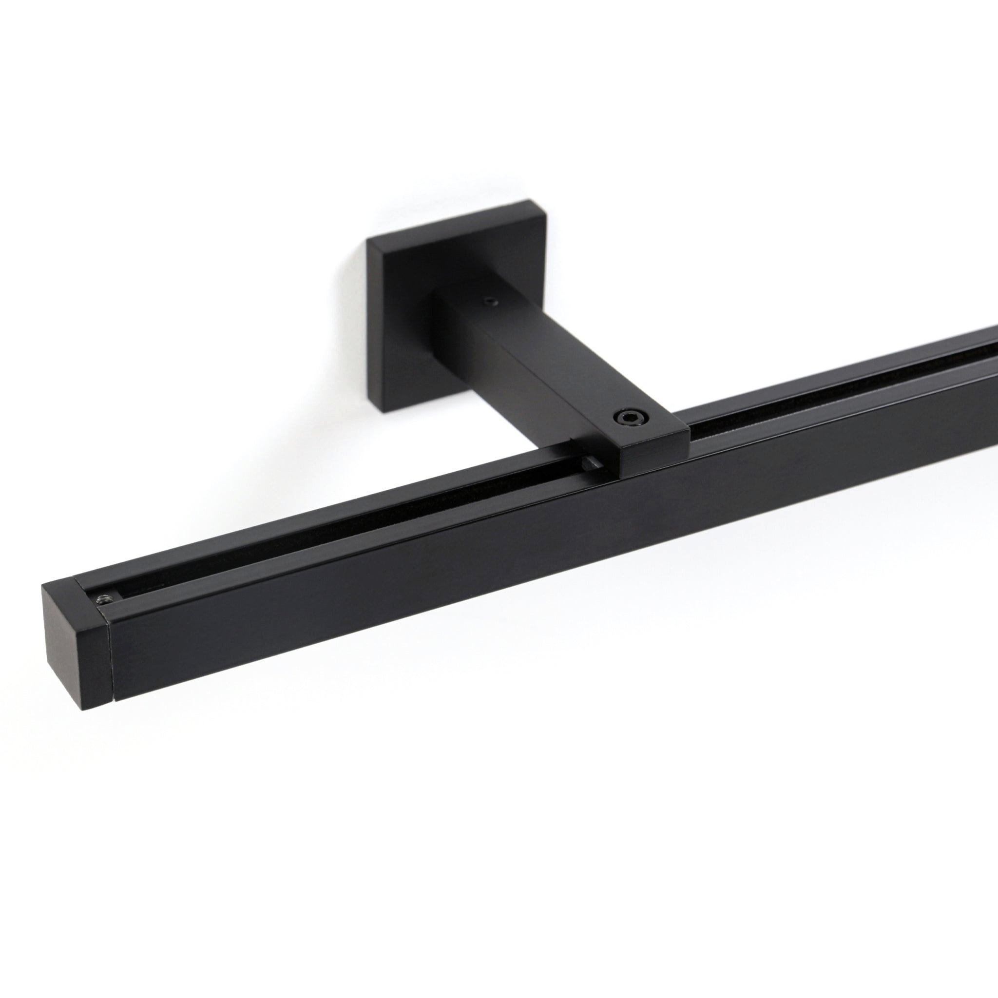 GARDINENSCHIENE auf Maß 1-lauf Wandmontage Cube 310cm - Schwarz, Metall (310cm) - Deco-Raum