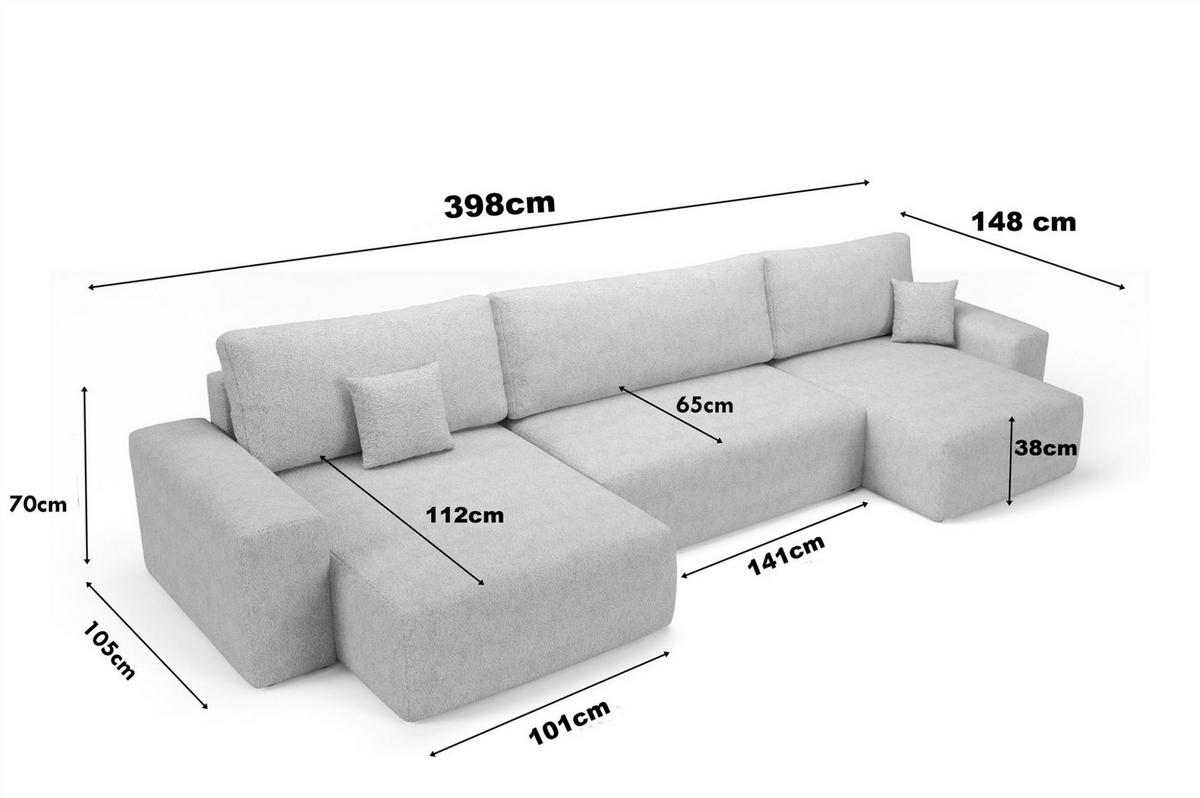 WOHNLANDSCHAFT Arona - Grün, Holzwerkstoff/Textil (398/70/148cm) - Fun Möbel