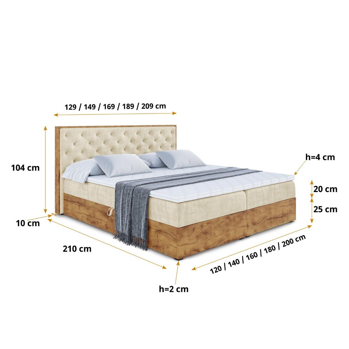 BOXBETT mit Matratze H3 und Lattenrost - LOLLI3 - 140x200 - Beige - Braun, Holzwerkstoff/Kunststoff (140/200cm) - ALTDECOR