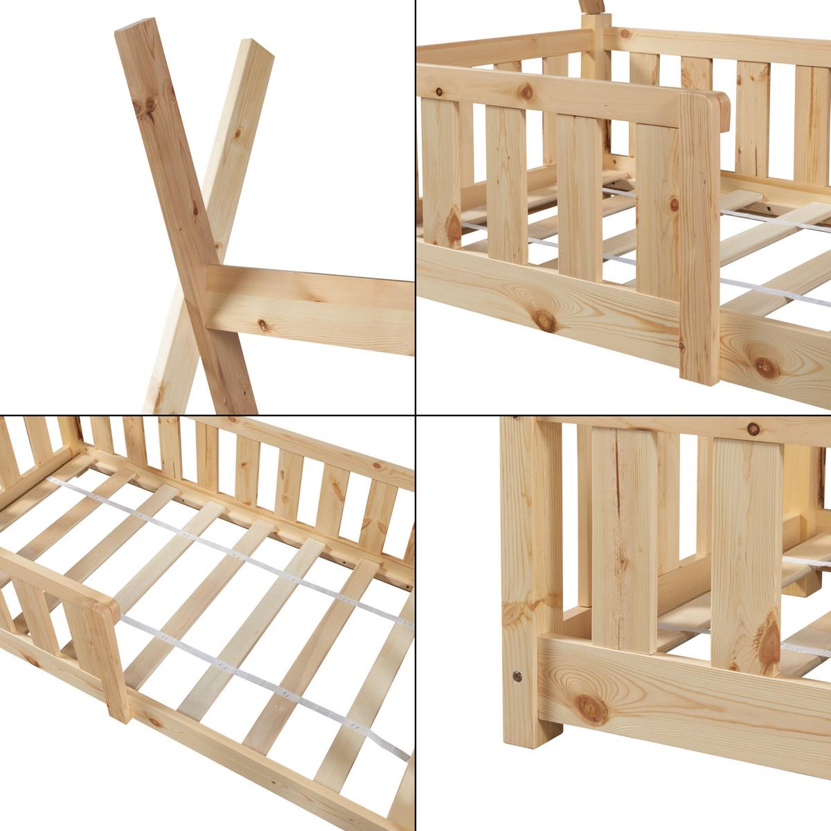 KINDERBETT Helsingborg - Naturfarben, Holz (70/140cm) - [en.casa]