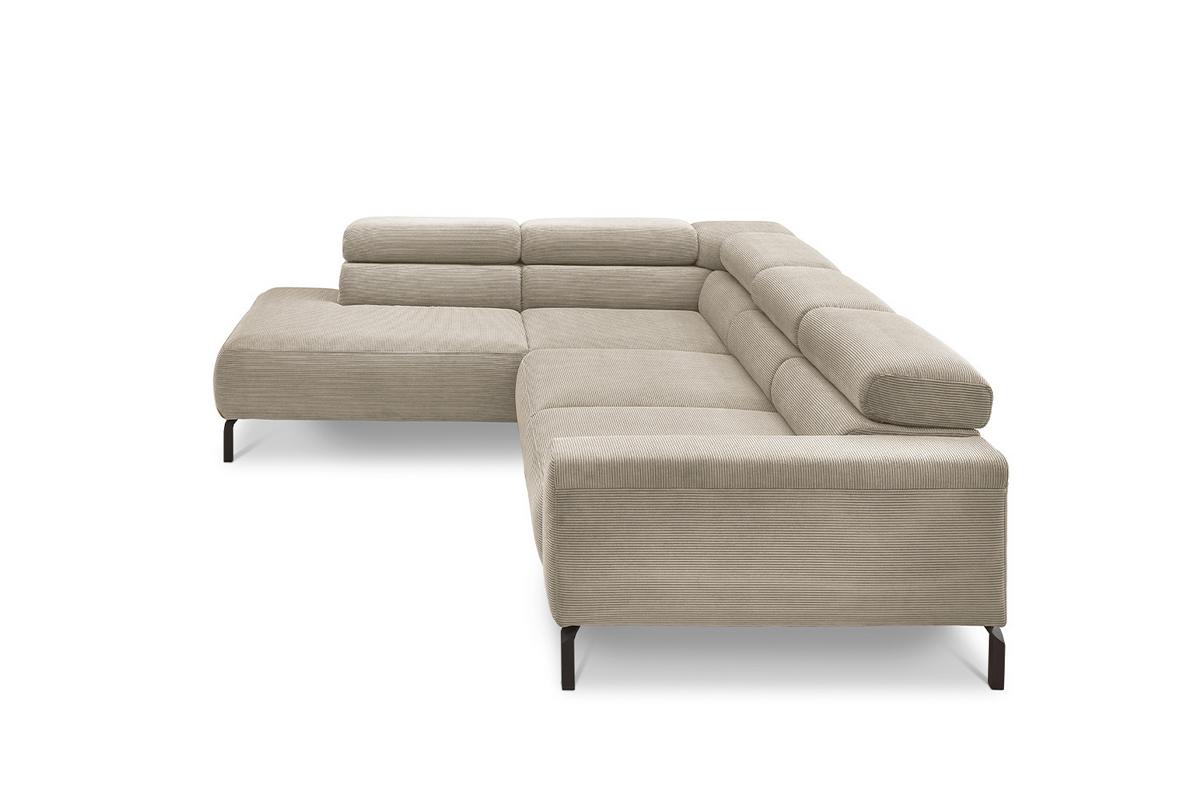 ECKSOFA MIT MOTORISCHEM SITZVORZUG DELIA Beige Cord Relaxfunktion - Beige/Schwarz, Textil/Metall (276/219cm) - KAWOLA