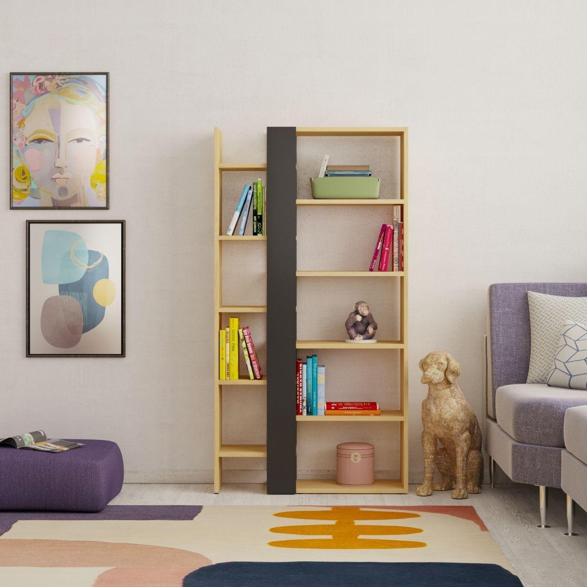 BÜCHERREGAL 5 Ebenen L80 x H152 cm - Axel - Eiche Bianco, Holzwerkstoff (29.5/152/31cm) - Calicosy