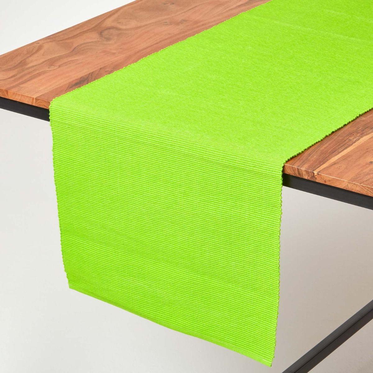 TISCHLÄUFER limette 44/178 cm, 100% Baumwolle - Limette, Textil (44/178cm) - Homescapes