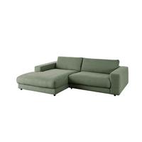 ECKSOFA MADELINE Grün Cord - Schwarz/Olivgrün, Kunststoff/Textil (270/190cm) - KAWOLA