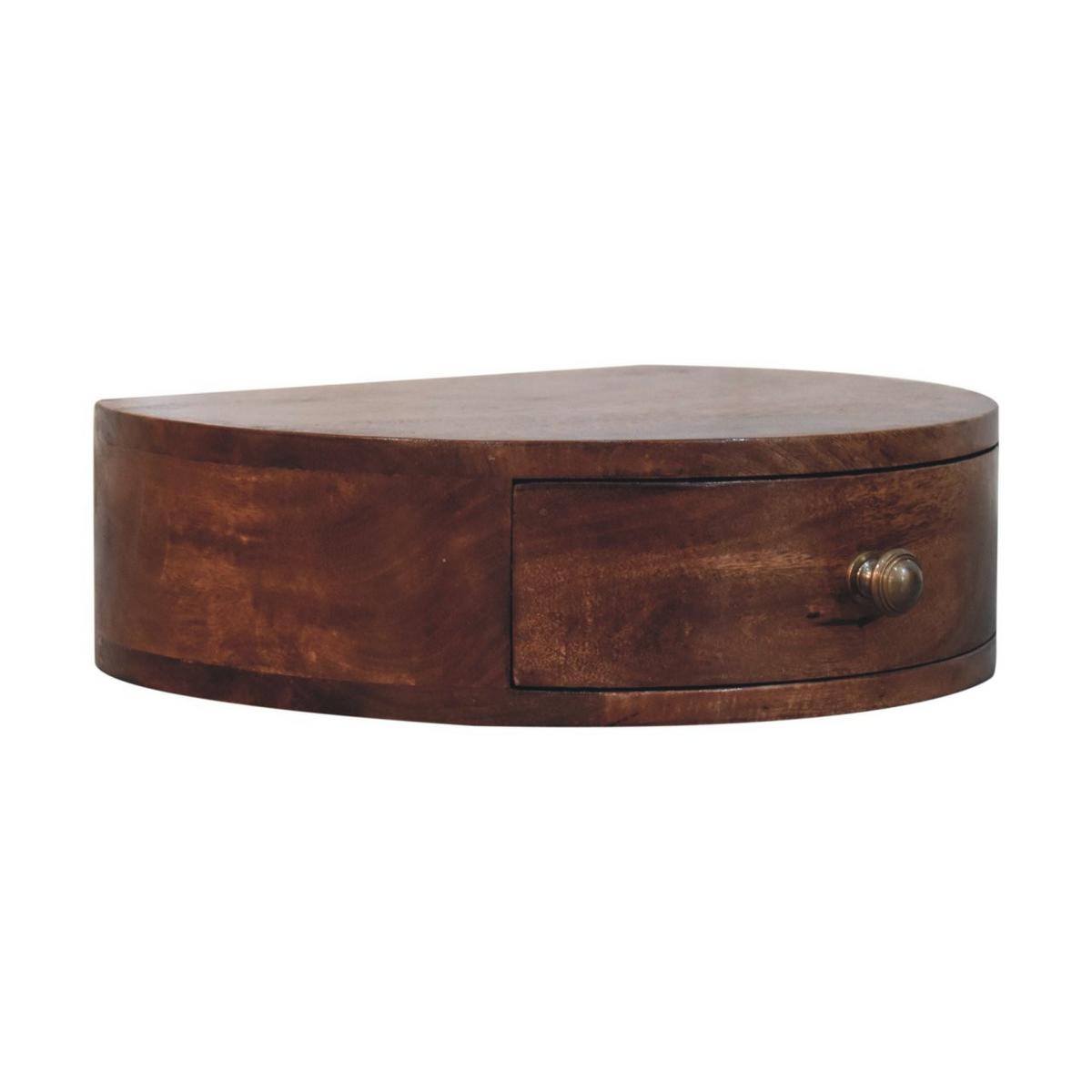 NACHTKASTEN Honigkaramell Wandmontiert Abgerundet, 1 Schublade, Dunkelbraun - Dunkelbraun/Messingfarben, Holz/Metall (40/11/31cm) - Artisan Furniture