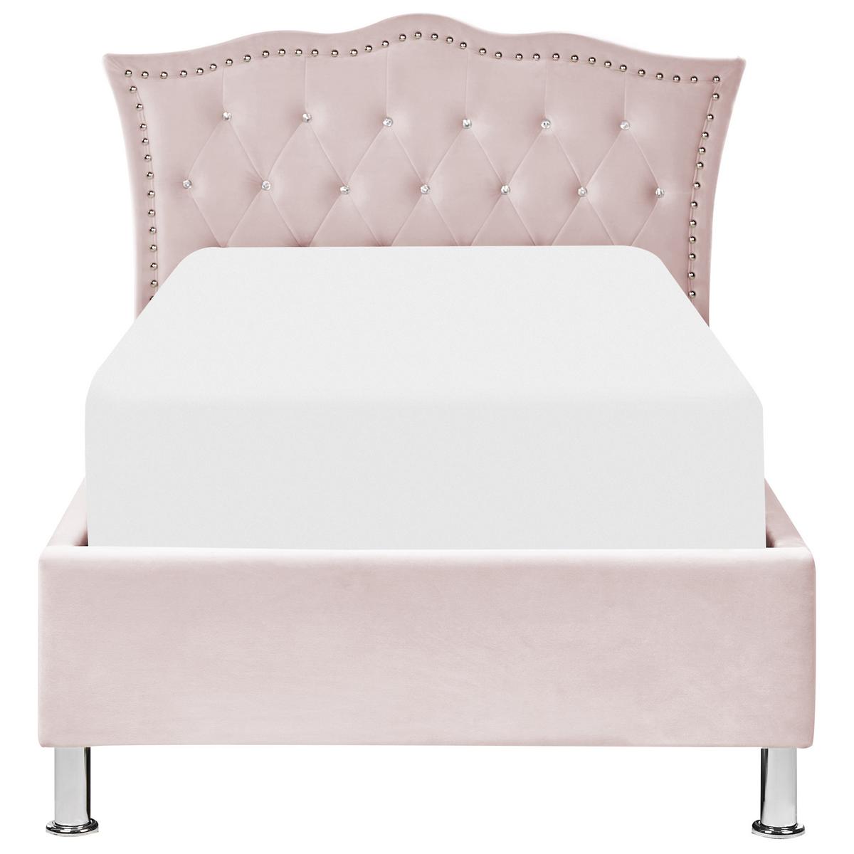 BETT 90/200cm Pastellrosa Metz - Pink, Textil (90/200cm) - Beliani
