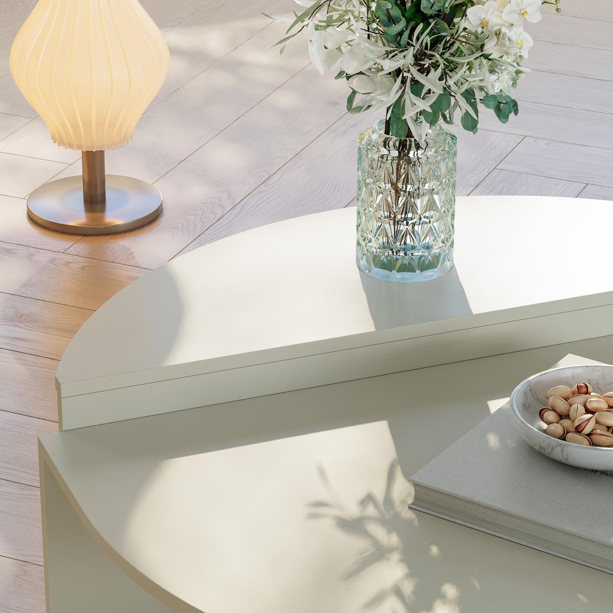 COUCHTISCH Tondesdaslo 90/90/35 cm - Creme, Holzwerkstoff (90/90/35cm) - [en.casa]