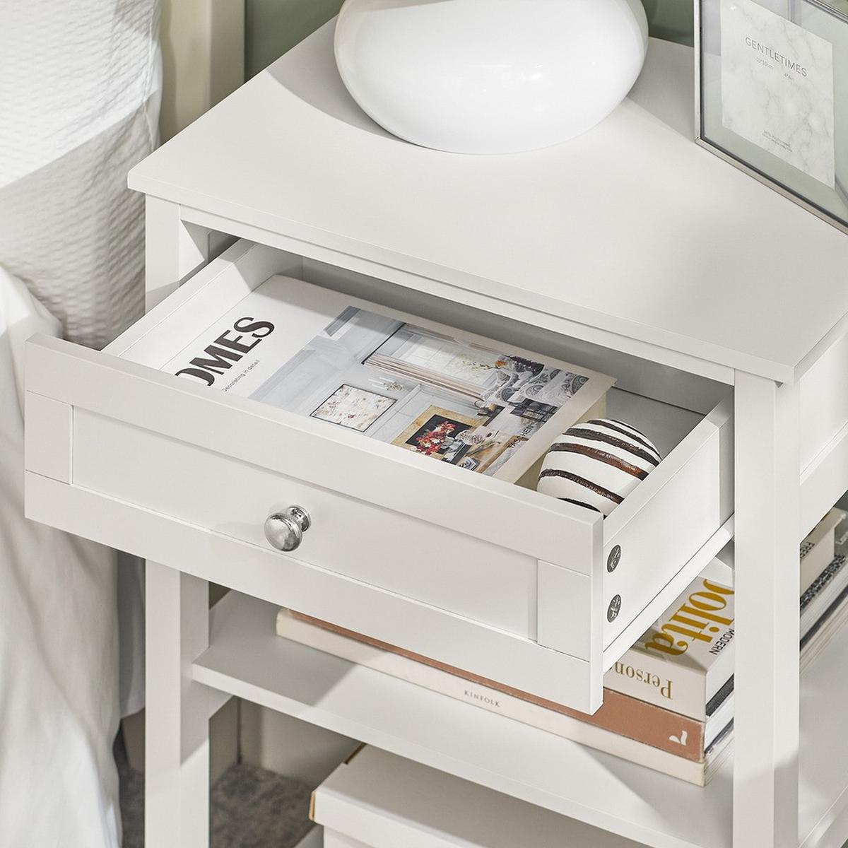NACHTTISCH mit Schublade und zwei Ablagen FBT46-WX2 - Ahornfarben, Fell (45/68/30cm) - SoBuy
