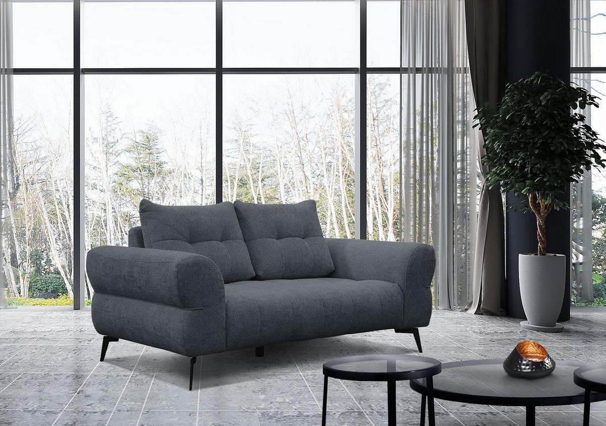 SOFA SALVINI 2-Sitzer, dunkelblau - Schwarz/Dunkelblau, Holzwerkstoff/Textil (176/88/99cm) - Wozimo