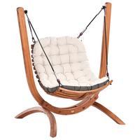 HÄNGESESSEL Braun/Beige/Grau Alliste - Beige/Braun, Holz (125/142/100cm) - Beliani