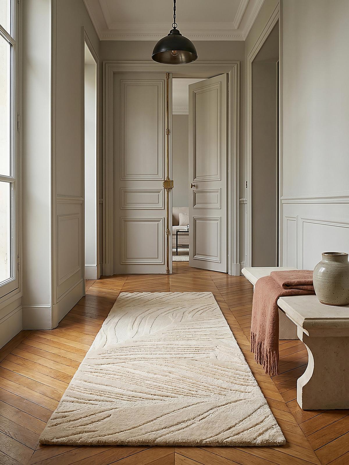WOLLTEPPICH LEVEN, floral, Beige, 60 x 230 cm - Beige, Textil (230/60cm) - KADIMA DESIGN