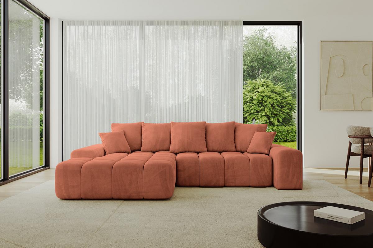 ECKSOFA Ottomane Links ENSI-L - 267x164x69 cm Koralle - Koralle, Holzwerkstoff/Kunststoff (267/164cm) - ALTDECOR