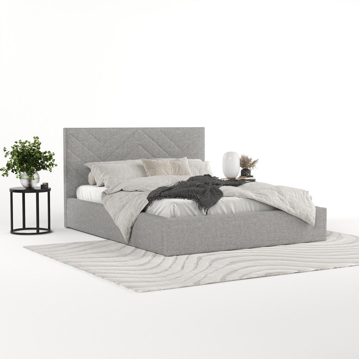 POLSTERBETT Arco 180/200 cm Hellgrau im Inari Stoff - Hellgrau/Schwarz, Holz/Holzwerkstoff (180/200cm) - AltaBeds