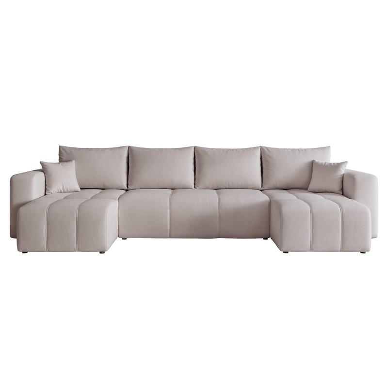 WOHNLANDSCHAFT PEDRO mit Schlaffunktion und Bettkasten Hellgrau - Grau, Holzwerkstoff/Textil (318/79/145cm) - Idohome