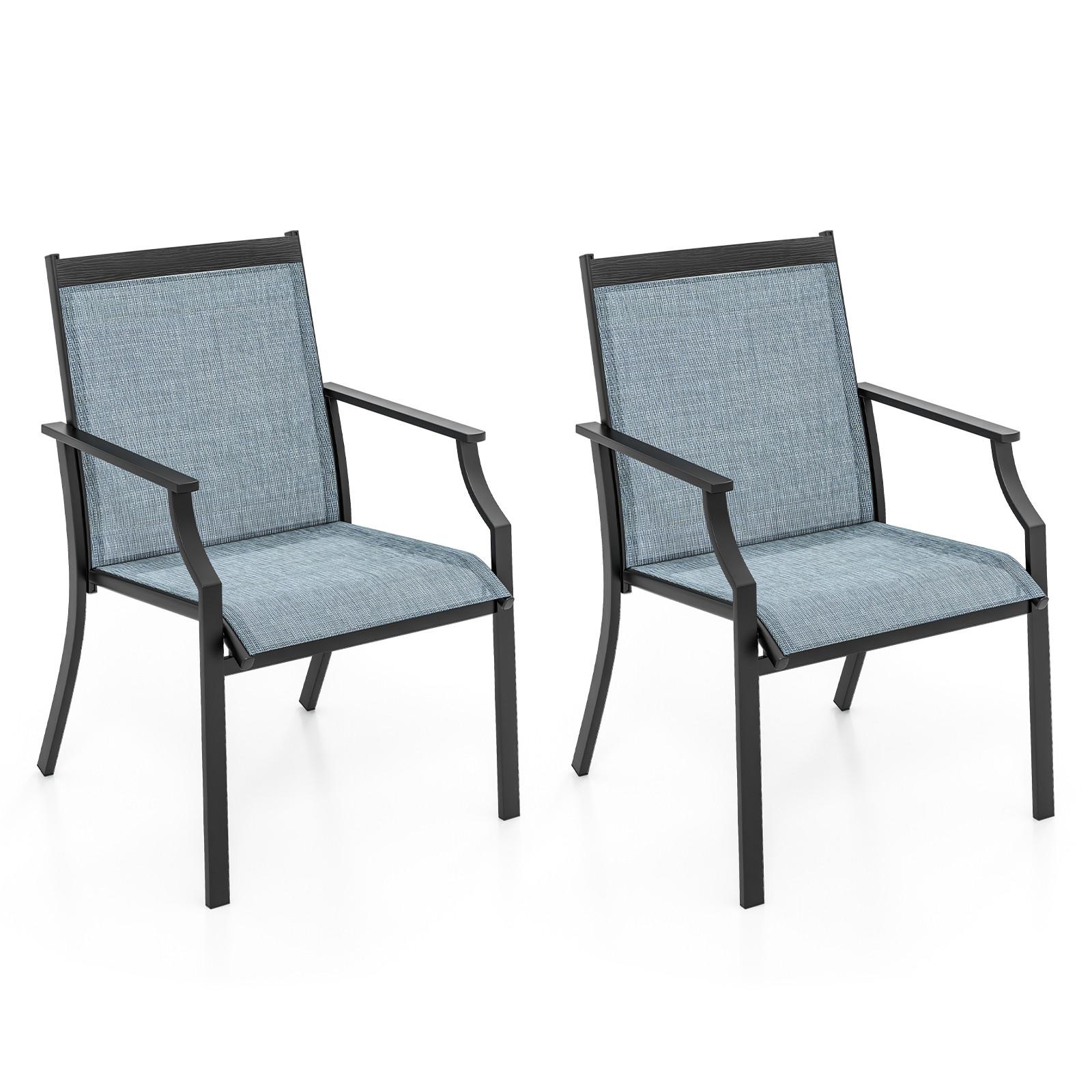 TERRASSENSTÜHLE Blau(2er-Set) - Blau, Metall (66/90/61cm) - COSTWAY