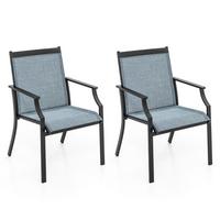 TERRASSENSTÜHLE Blau(2er-Set) - Blau, Metall (66/90/61cm) - COSTWAY