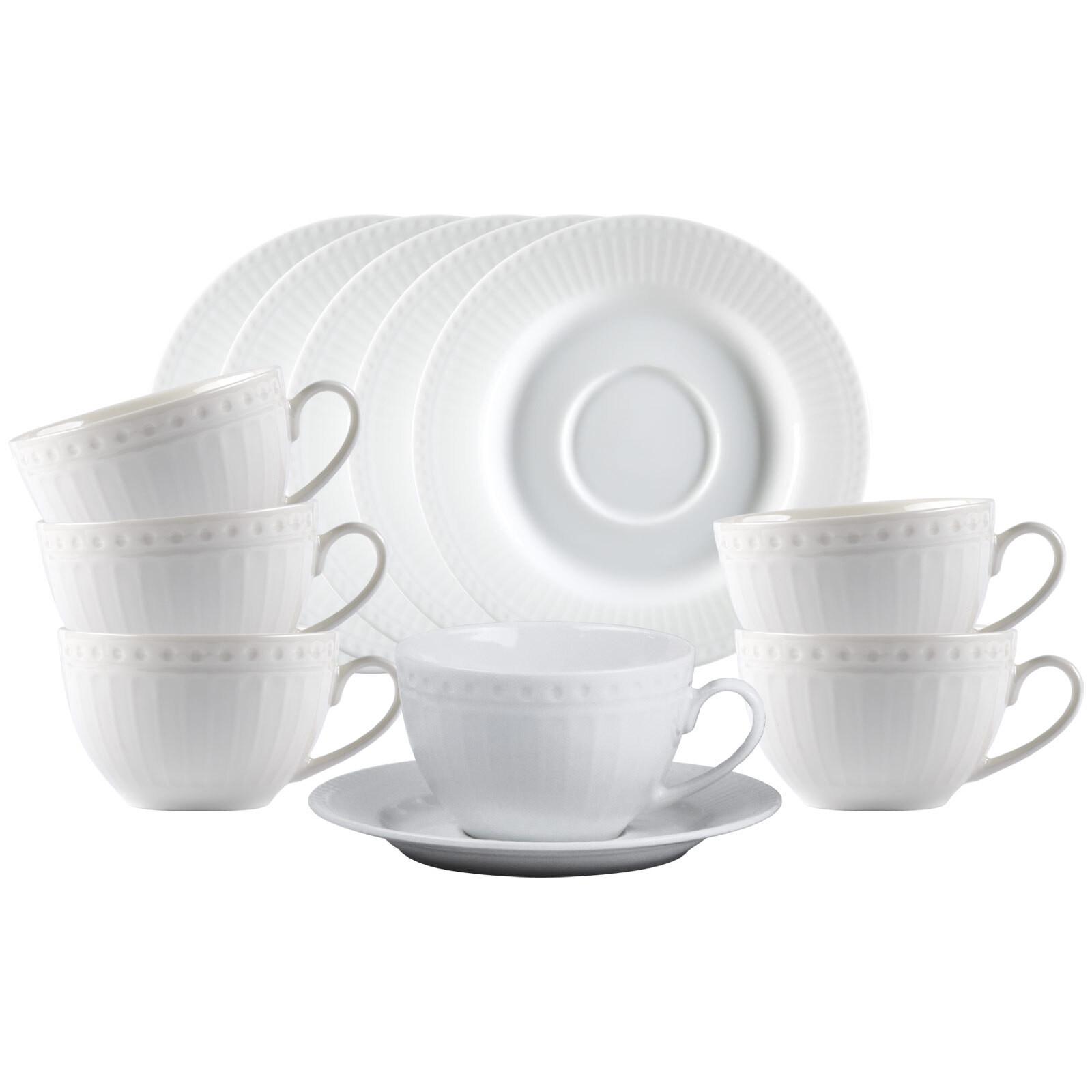 KAFFEETASSEN MIT UNTERTASSEN Sofia weiß 220 ml 6er Set - Weiß, Keramik (15.5/8/15.5cm) - Ritzenhoff Breker