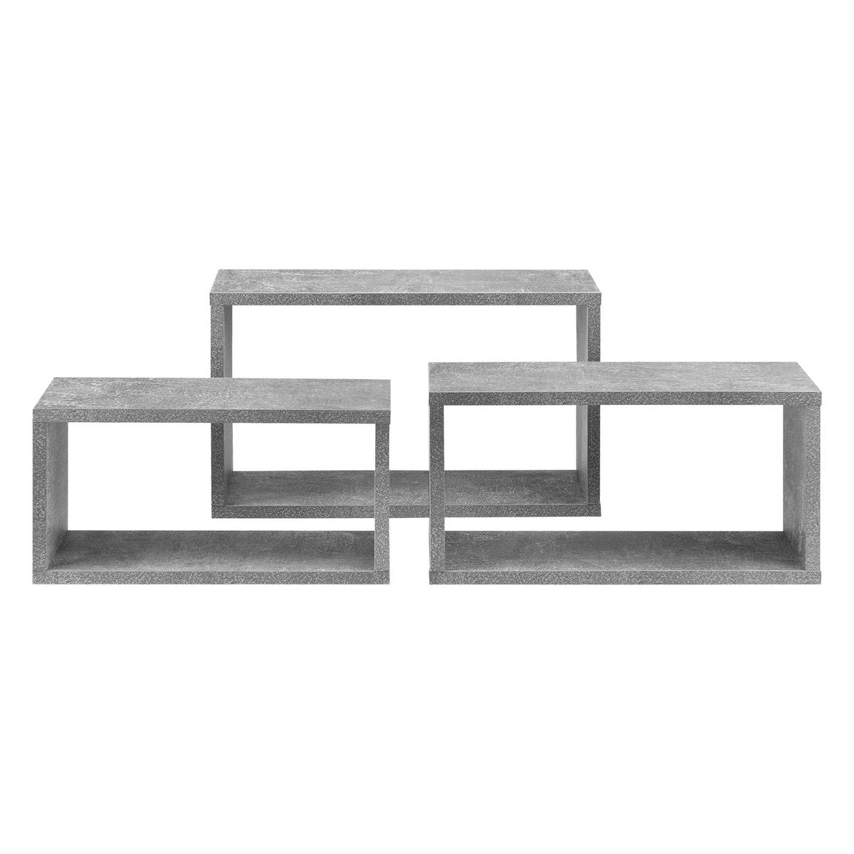 WANDREGAL-SET 3 TLG. Mandal - Grau, Holzwerkstoff (37/19/14.5cm) - [en.casa]