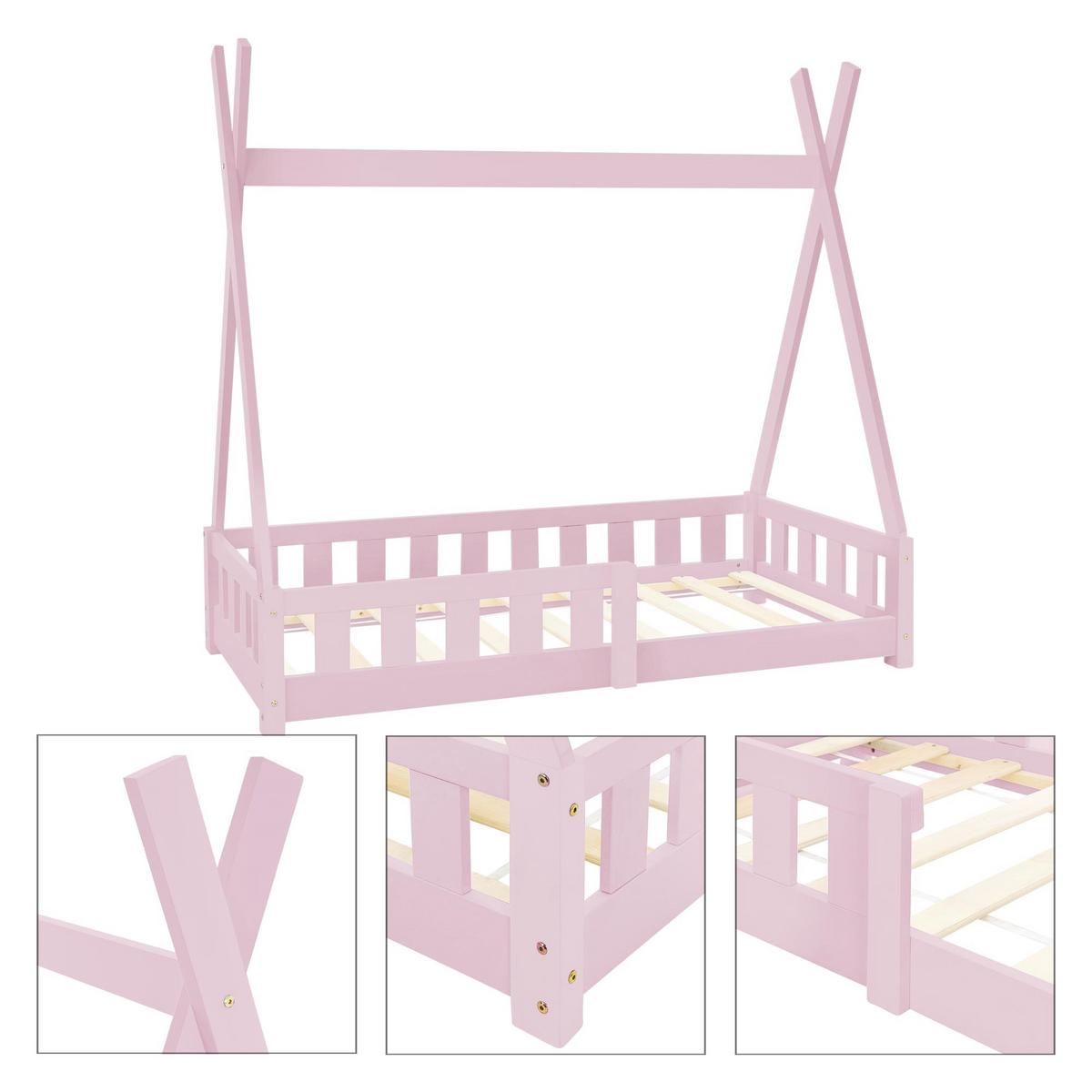KINDERBETT Tipi 70x140 cm Rosa - Pink, Holz (70/140cm) - ML-DESIGN