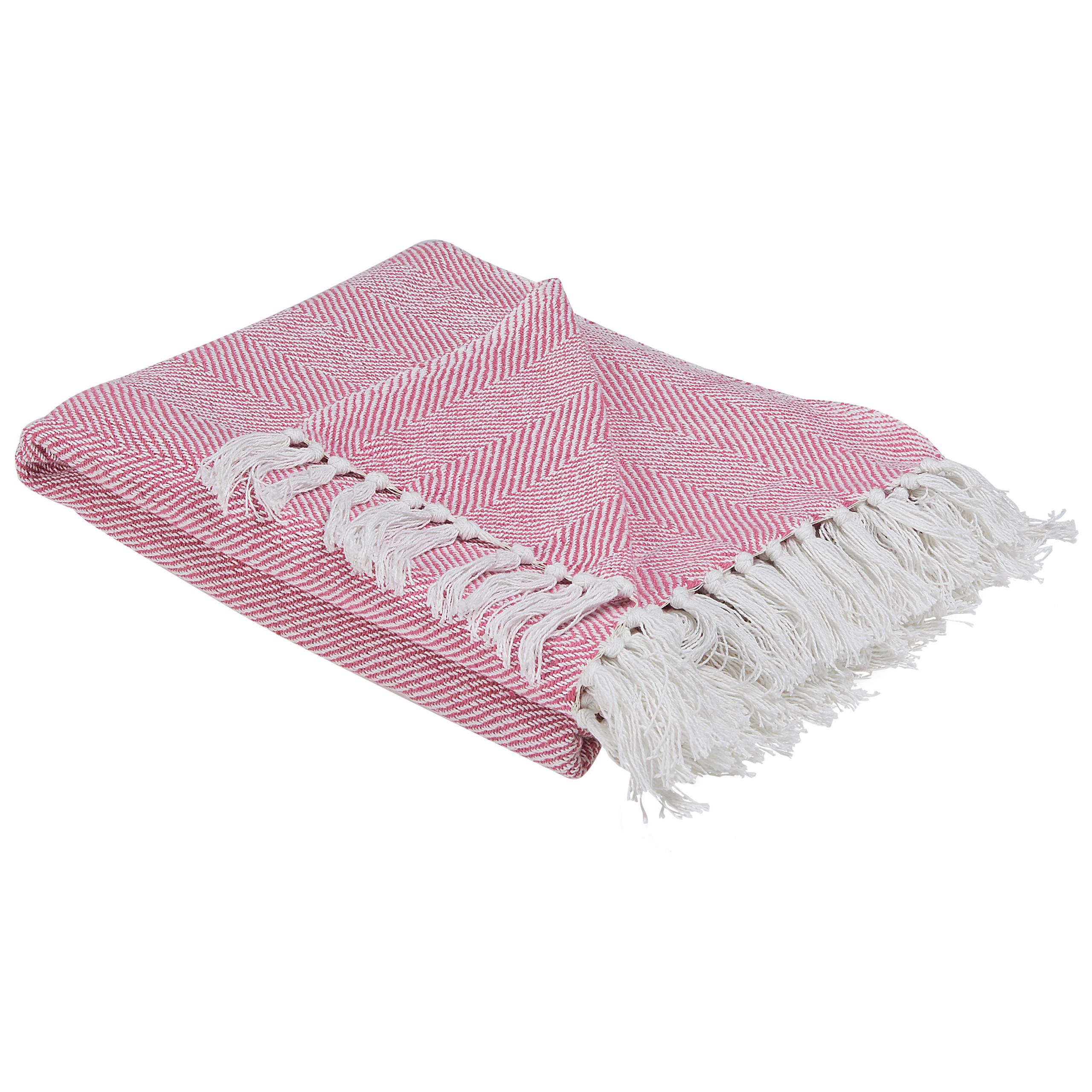 DECKE Rosa Tangier 160/130 cm - Pink, Naturmaterialien/Textil (130/160cm) - Beliani