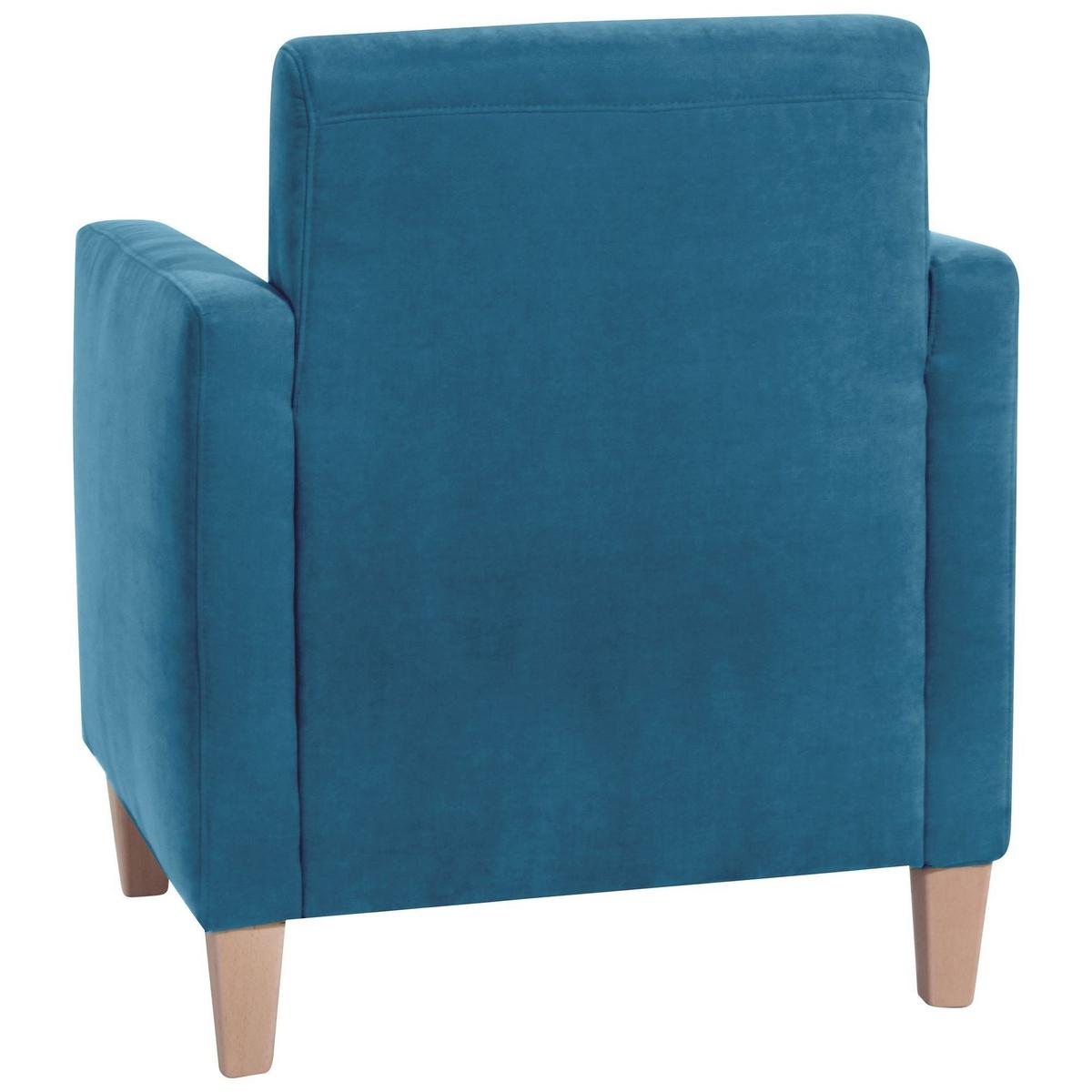 SESSEL Karol Bezug Veloursstoff Buche natur / petrol - Blau, Kunststoff (71/81/70cm) - 58aufmkessel