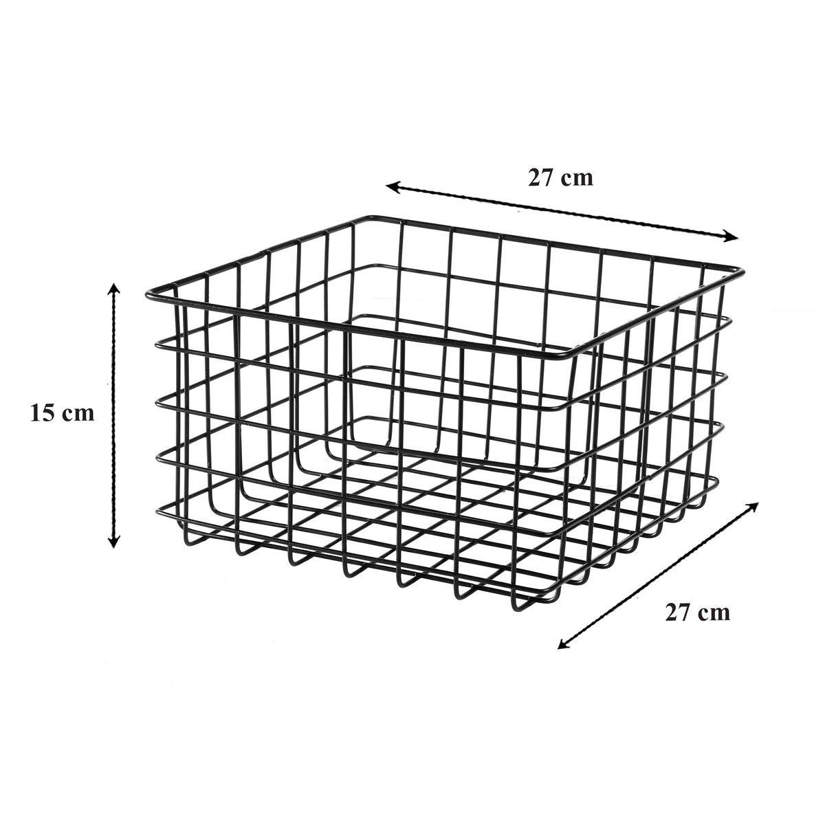 DRAHTKORB Schwarz Kleine Größe – H16 cm - Schwarz, Metall (27/16/27cm) - Calicosy