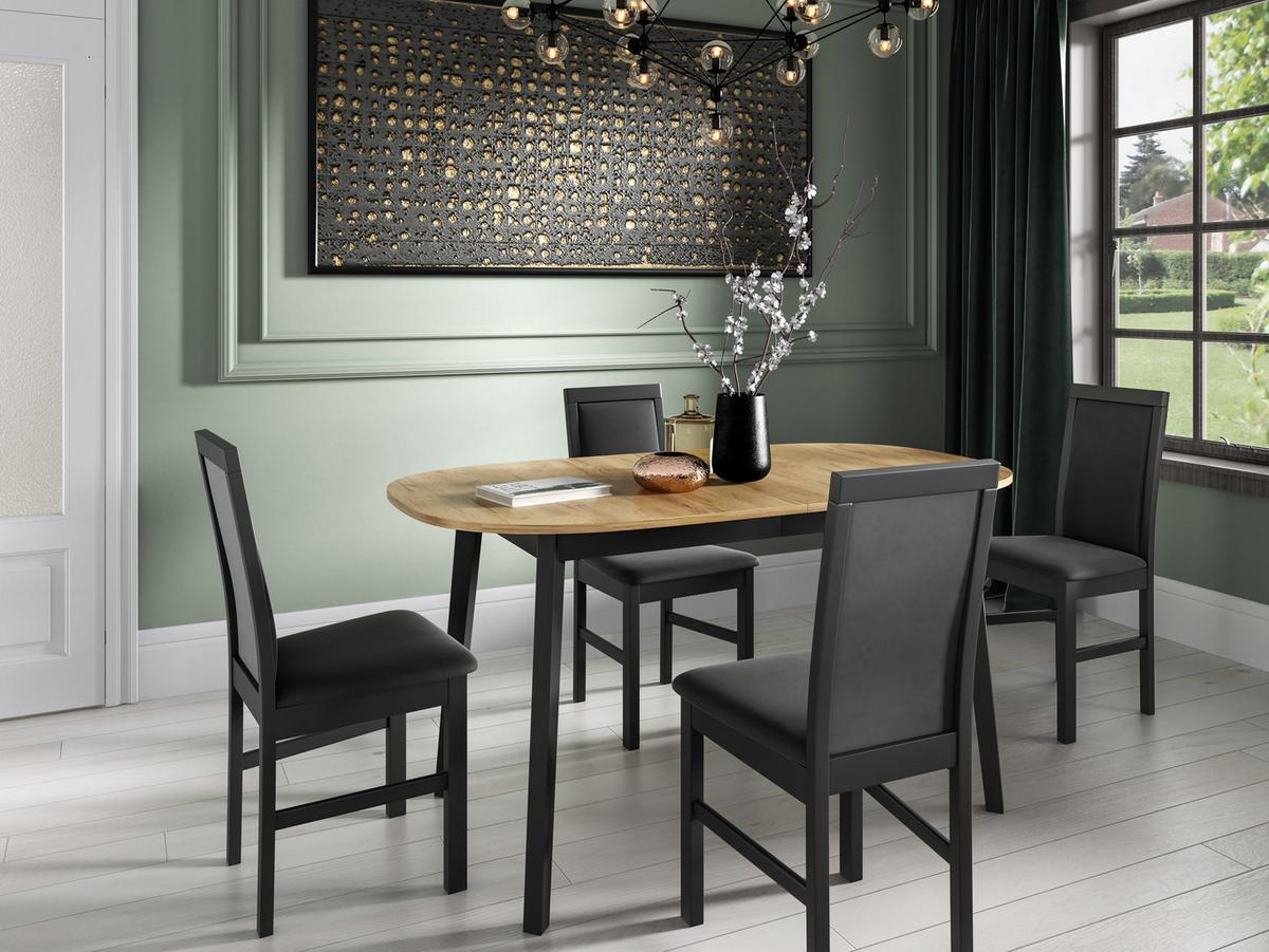 ESSTISCH VITO S Ausziehbar 150 - 190 / 80 x 77 cm - Schwarz/Grau, Holz (150/80/77cm) - MASSENO