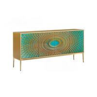 SIDEBOARD LAGO Grün Holz - Goldfarben/Grün, Holz/Metall (180/85/40cm) - KAWOLA