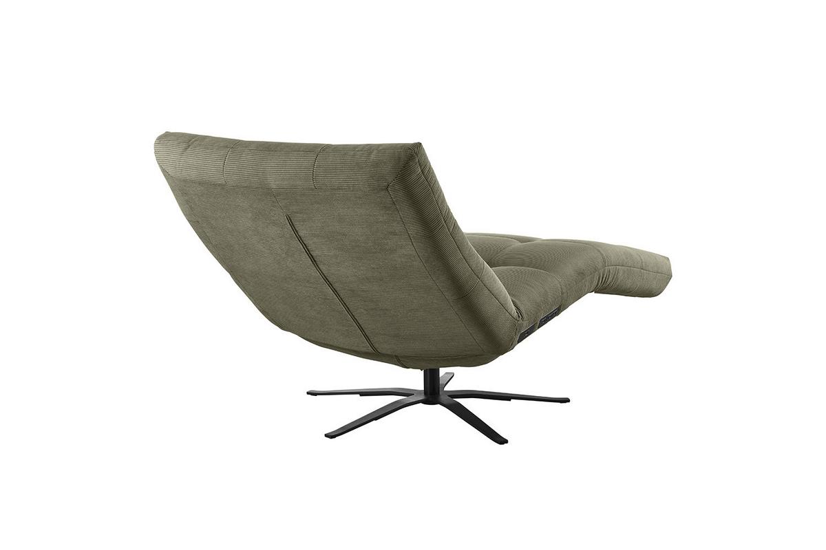 RELAXLIEGE LETICIA Grün Cord Drehbar (360°), Relaxfunktion - Schwarz/Olivgrün, Textil/Metall (82/115/156cm) - KAWOLA