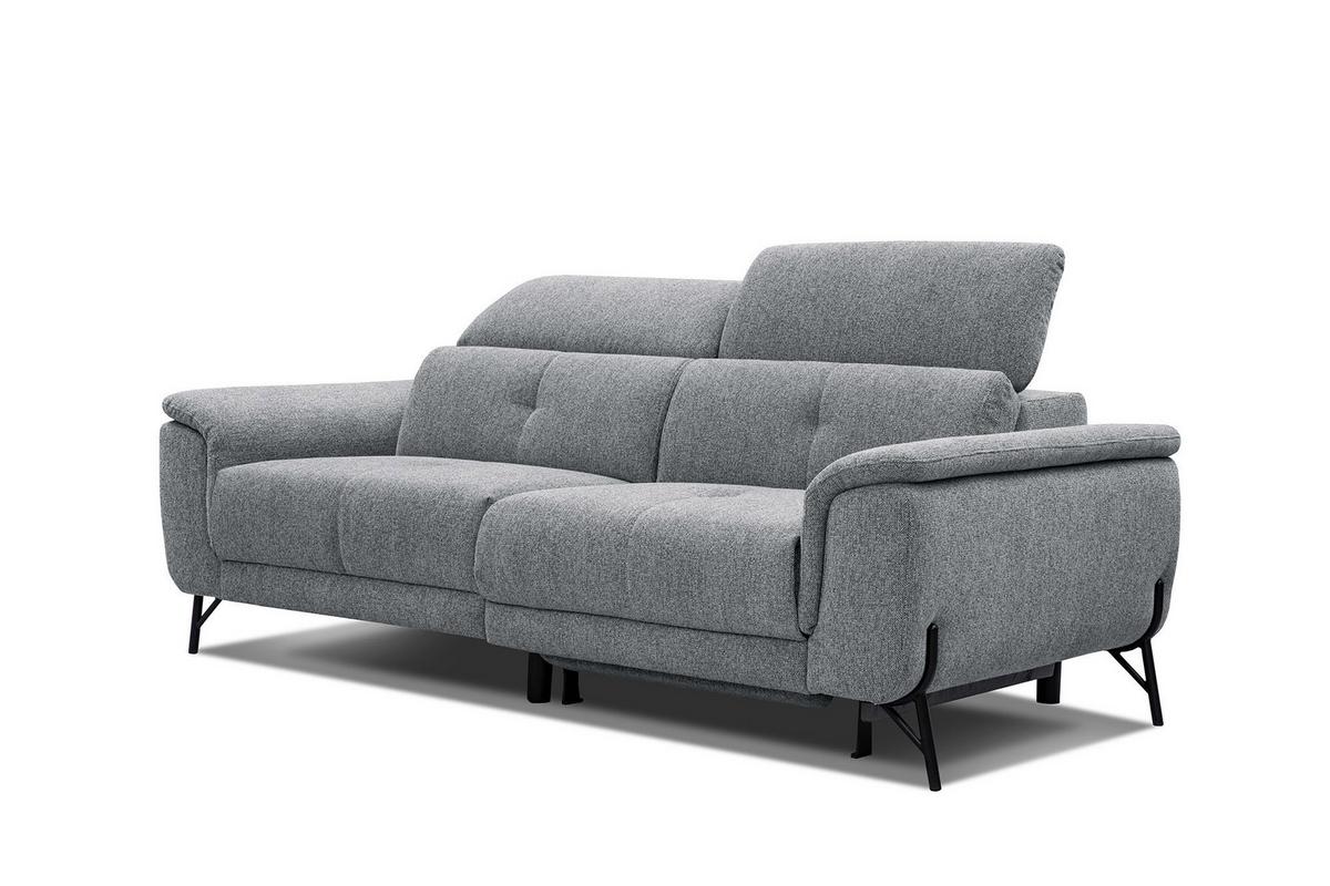 SOFA AVENA 3-Sitzer mit 1 Relaxfunktion, grau - Grau, Holzwerkstoff/Textil (204/80/108cm) - Wozimo
