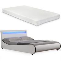 POLSTERBETT Valencia mit Matratze und LED-Beleuchtung - Weiß, Textil (140/200cm) - Corium