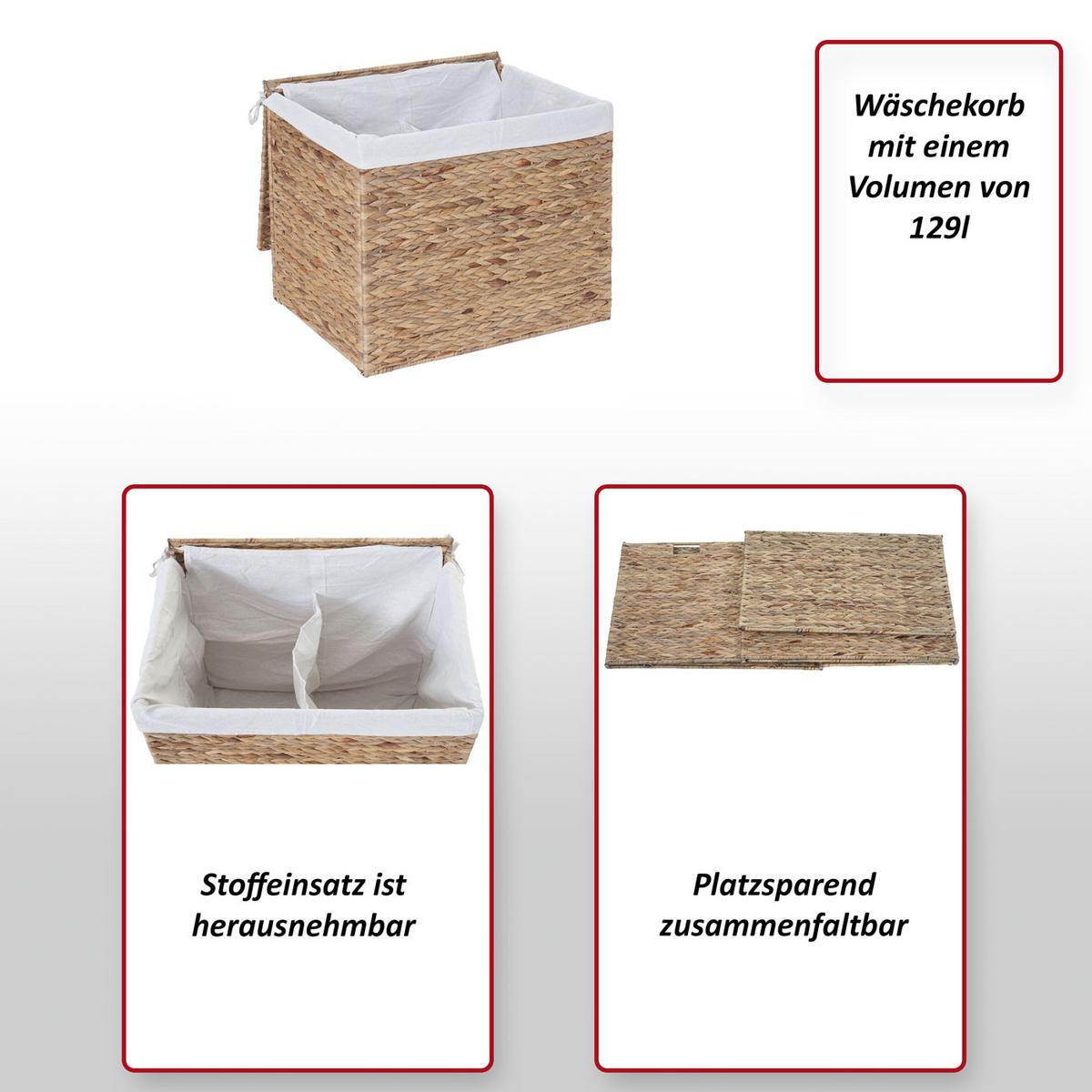 WÄSCHEKORB Buche Dekor, Weiß - Buchefarben/Weiß, Naturmaterialien (60/50/43cm) - MCW