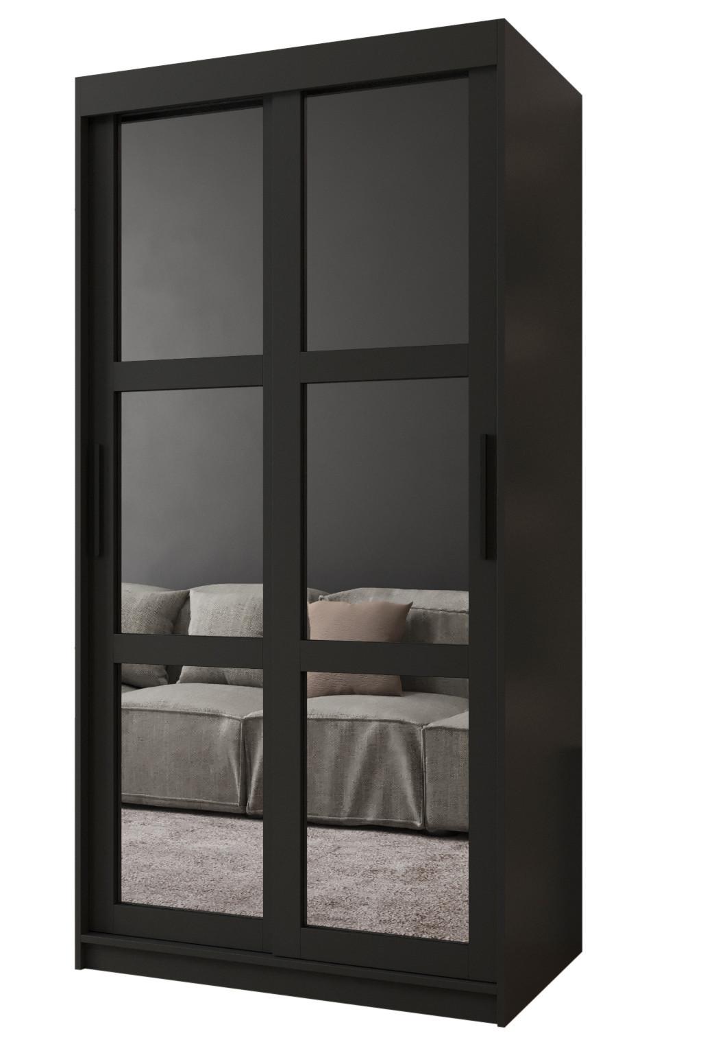 SCHWEBETÜRENSCHRANK 200/100/62 2-türig - Schwarz, Holz/Kunststoff (100/200/62cm) - MÖBEL KRYSPOL