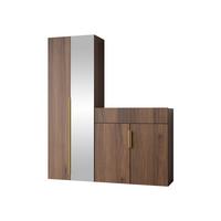 GARDEROBE-SET Kerkin II - Goldfarben/Nussbaumfarben, Holzwerkstoff/Kunststoff (70/200/42cm) - MIRJAN24