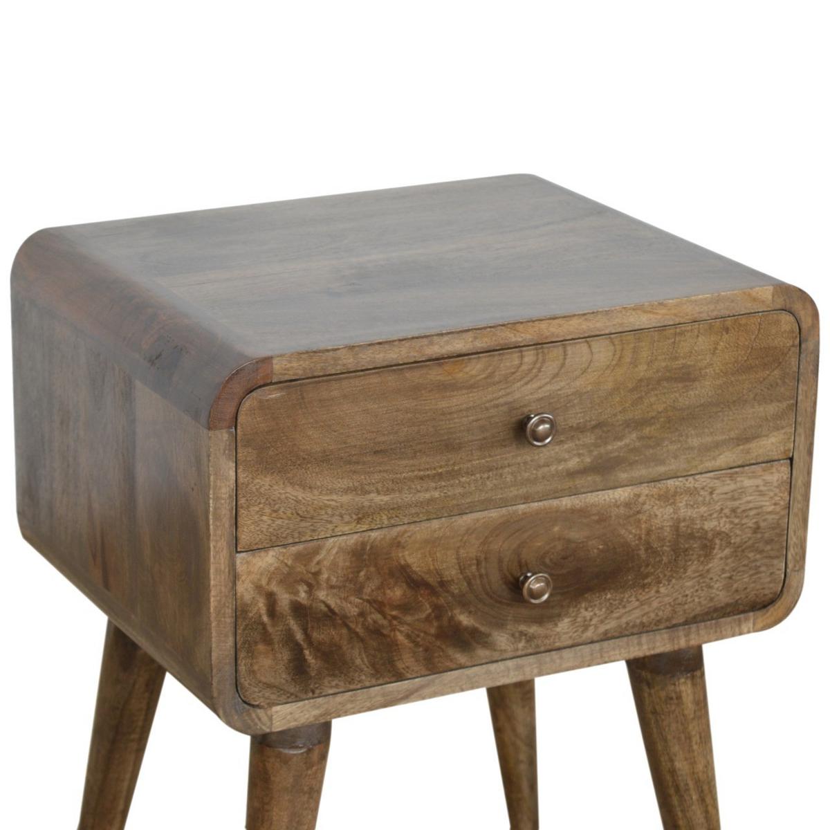 NACHTTISCH Grau gewaschenes Finish, 2 Schubladen, Grau und Braun - Graubraun/Braun, Holz (35/55/45cm) - Artisan Furniture