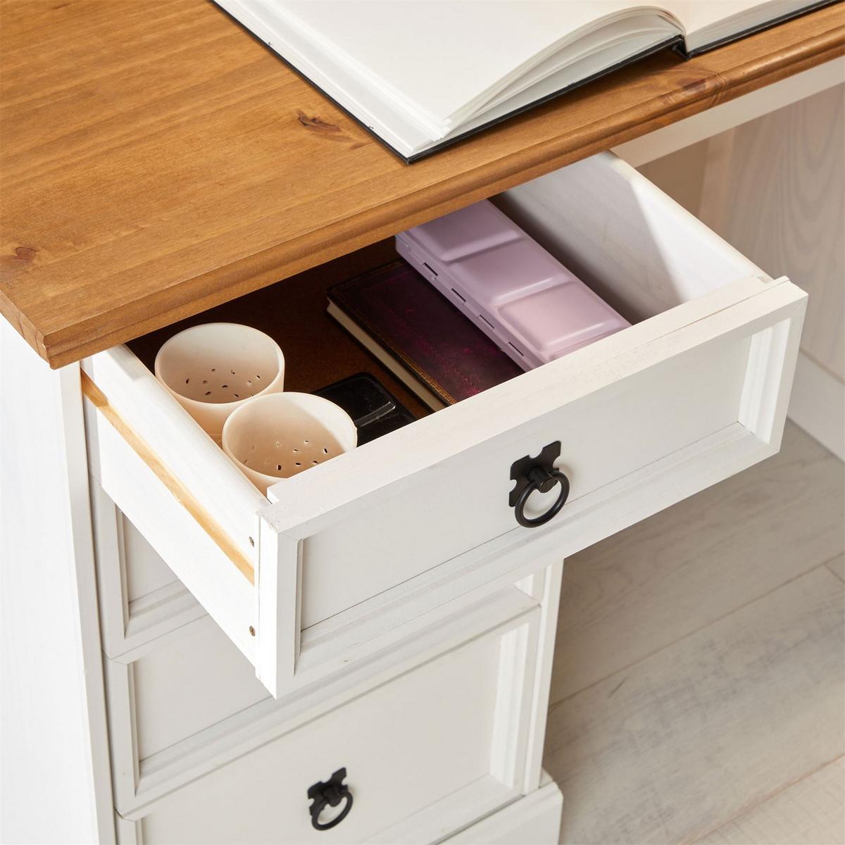SCHREIBTISCH CAMPO weiß/braun - Weiß/Braun, Holz (49/105/78cm) - CARO-Möbel