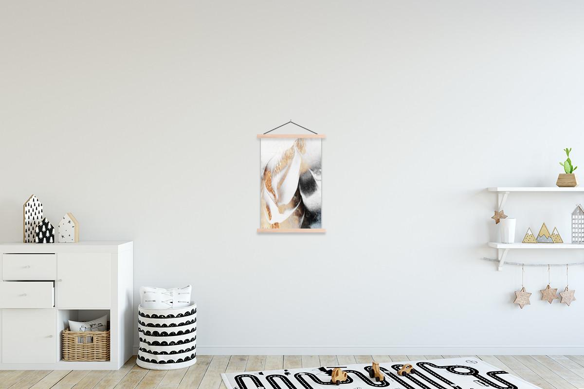 POSTER MIT MAGNETLEISTEN Luxus - Abstrakt - Gold - Weiß Deko Wohnzimmer 40x60 cm - Goldfarben, Textil (40/60/0.15cm) - MuchoWow