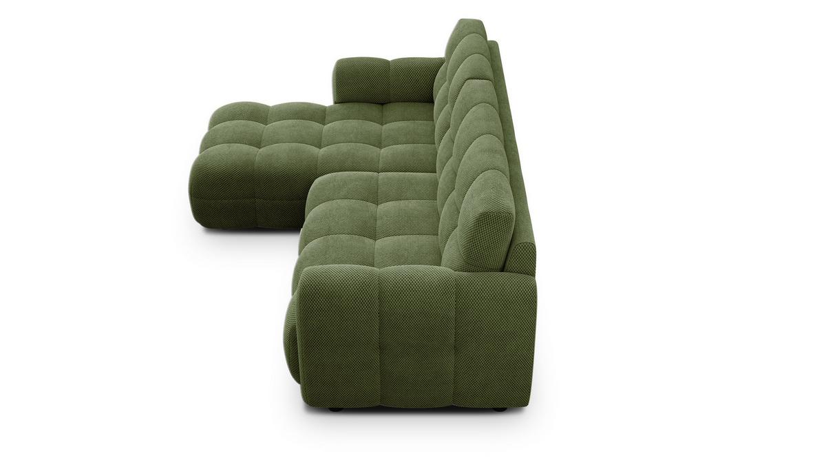 ECKSOFA MELLOW 3-Sitzer, olive - Schwarz/Grün, Holz/Textil (232/156cm) - Wozimo